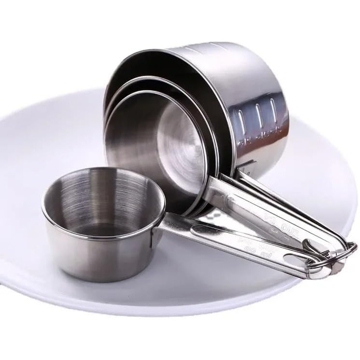 Stainless steel measuring cups, 4-piece, kitchen and baking utensils, measuring spoon set, coffee spoons, powder spoons with scale
