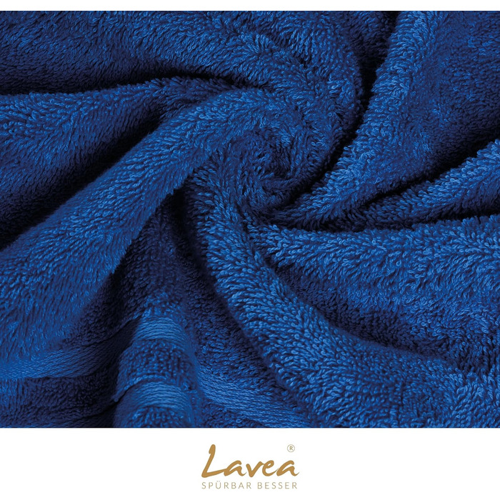 Набір махрових рушників Lavea Elena з 100% бавовни, 10 предметів, Royalblau (Королівський синій) — 4 рушники для рук, 2 банні, 2 гостьові та 2 рукавички
