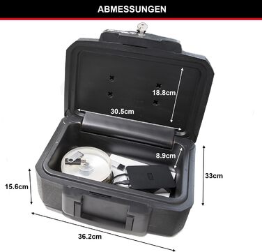 Master Lock Fireproof and Waterproof Safe with Key - Triple Protection (Flight, Fire, Flood), 4.9L, 15.6 x 36.2 x 33 cm