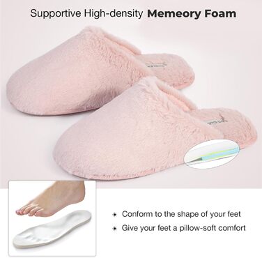 Жіночі плюшеві домашні тапочки Snug Leaves з штучним хутром та Memory Foam (36/37 EU, Рожеві)