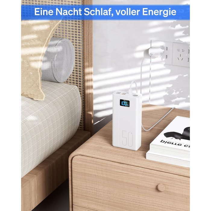 Портативний зарядний Power Bank 50000mAh з 5 виходами та 3 входами, 22.5W, для MP3-плеєрів