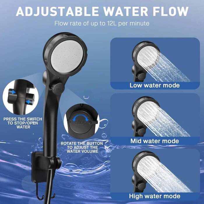 MIAOKE Портативна електродушова система для кемпінгу, 7800 mAh, з цифровим дисплеєм та регулюванням температури, чорна