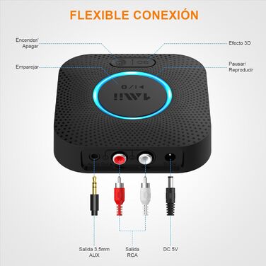 1Mii B06HD Bluetooth 5.1 Аудіоприймач: HiFi, aptX HD, Low Latency, 3.5mm/Cinch, 15 годин, Чорний