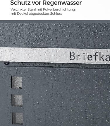 Поштовий ящик SONGMICS з персоналізованим гравіюванням, номерний знак, сучасний антрацитово-сріблястий, з замком та вікном для газет