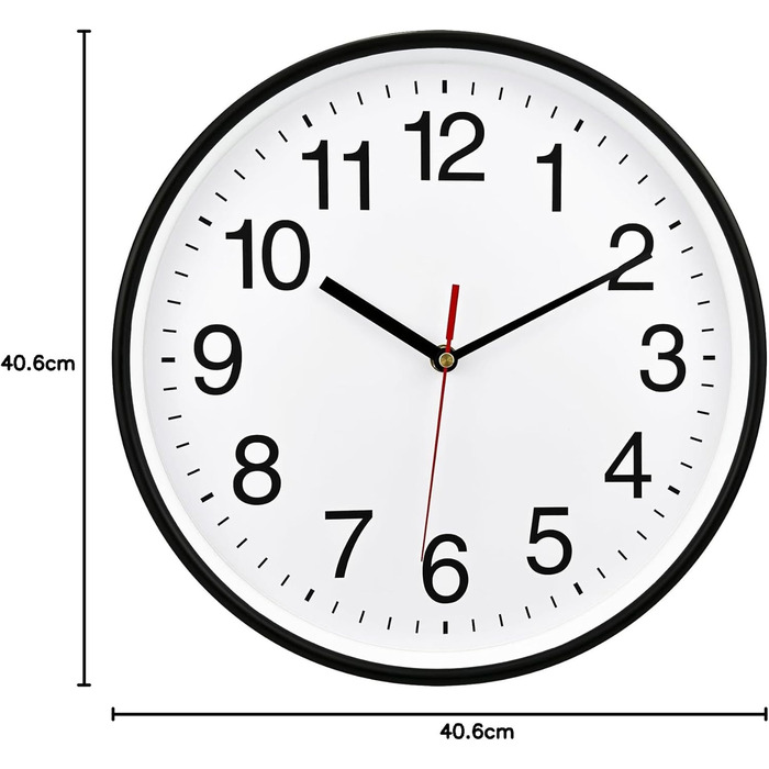 Plumeet Extra Large Silent Wall Clock, 40.6cm Soundless Non-Ticking Quality Black Quartz Wall Clock Decorative Apartment/Kitchen/Office/School Clock, Easy to Read (White)