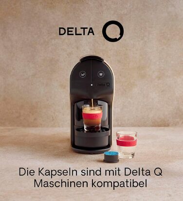 Кавові капсули Delta Q DeQafeinatus, мелена кава без кофеїну, інтенсивність 8, для кавомашин Delta Q, 100 капсул — Еспресо з горіховими та фруктовими нотками