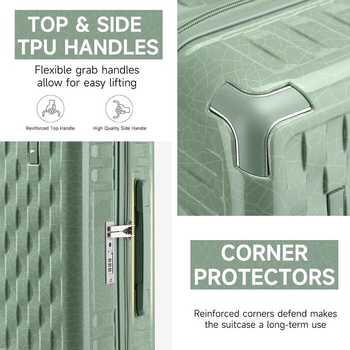 Набір валіз Sea Choice Handgepäck: 3 валізи (55/65/75 см) + косметичка, білий, з TSA-замком