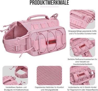 Рюкзак для собак OneTigris Aoth 2.0, рожевий, для собак великих розмірів (L)