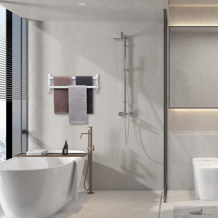 Тримач для рушників на стіну без свердління, 80 см, з гачками, 2 яруси, для ванної кімнати, кухні, туалету