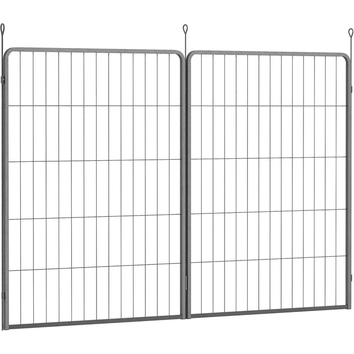 PawHut 2 шт. розширювальні панелі для огорожі для собак, 80 x 80 см, сталевий загін для цуценят та собак середніх розмірів, сірий (80 x 1,5 x 100 см)