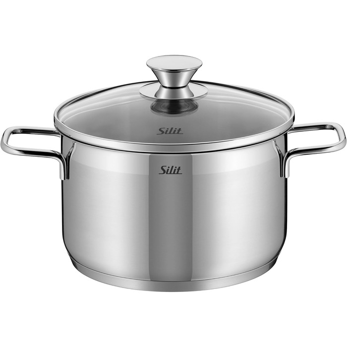 Silit Scalea 6-Piece Induction Cookware Set - Stainless Steel Pots and Pans with Glass Lids, Non-Stick Fry Pan, Dishwasher Safe