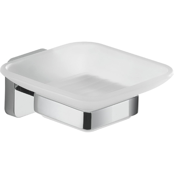 Настінна мильниця Gedy Tonga, хром, нержавіюча сталь, скло, 10,3 x 11,6 x 5 см, самоклеюча, без свердління