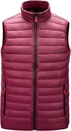 Чоловіча жилетка, утеплена, легка, тепла, для активного відпочинку, без рукавів, зимова, з стеганим оздобленням, з коміром-стійкою, слім-силует (L, бордовий)