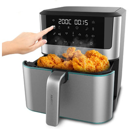 Cecotec Oil-Free Hot Air Fryer 8 L Cecofry Supreme 8000 Air Fryer. 1800 W, Touchscreen, 30º-200 ºC, 10 preset modes, preheating function, alarm, stainless steel finish