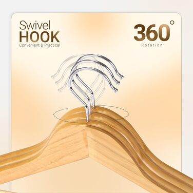 Набір вішалок для штанів та одягу Utopia Home (20 шт.), дерев'яні, для штанів, пальто, костюмів та курток, натуральне дерево