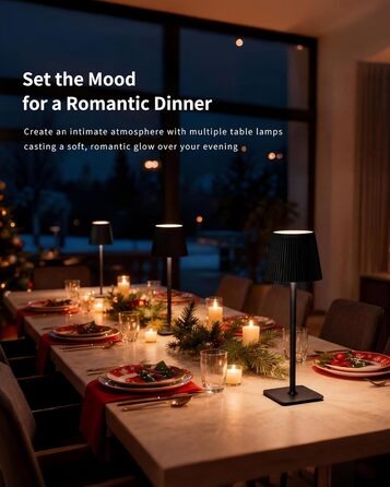 Світлодіодна настільна лампа бездротова LED для вулиці та дому, димована, з акумулятором 5200mAh, водонепроникна IP54, чорна