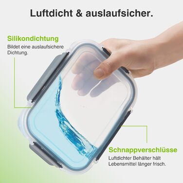 Набір контейнерів VonShef для зберігання їжі (10 шт.) – 1050 мл та 370 мл, придатні для духовки та мікрохвильової печі, миючі в посудомийній машині, герметичні та витікання, ідеальні для приготування їжі на тиждень