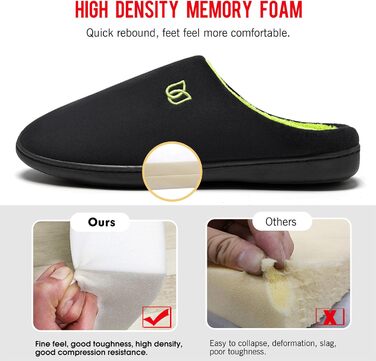 Тапочки домашні WateLves для жінок та чоловіків, з меморі-піною, бавовна, зелені/чорні, 42/43 EU