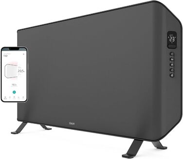 Електричний конвектор Duux Edge Smart 1500W - енергозберігаючий нагрівач для ванної кімнати, з термостатом, для приміщень до 20 м² - сірий