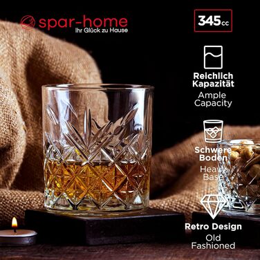 Набір склянок для віскі Spar-Home, 12 шт, 345 мл, кришталь, Tumbler
