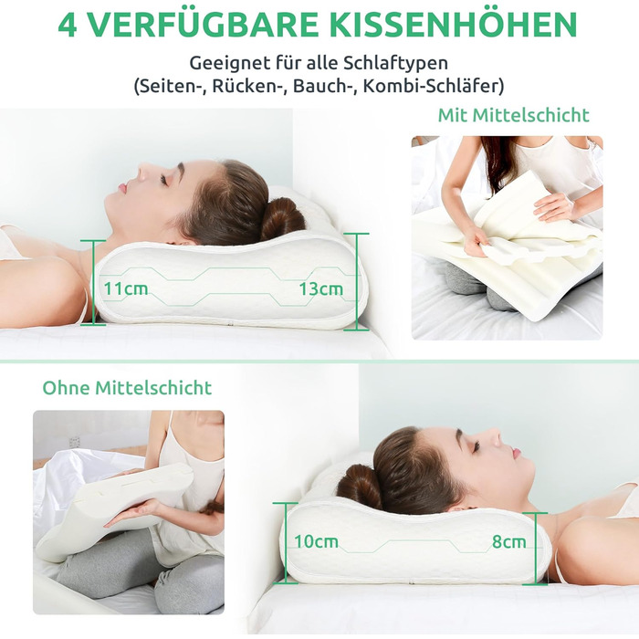 Подушка ортопедична з піни Memory Foam UTTU для підтримки шиї та зняття болю, 60x35x13 см