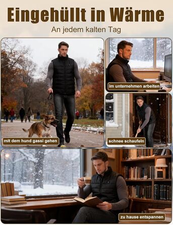 Обогревна жилетка Miss Doozy з Powerbank 10000mAh, 6 зон нагріву, 3 режими температури - для чоловіків та жінок, Outdoor, мотоцикл, туризм, XXL