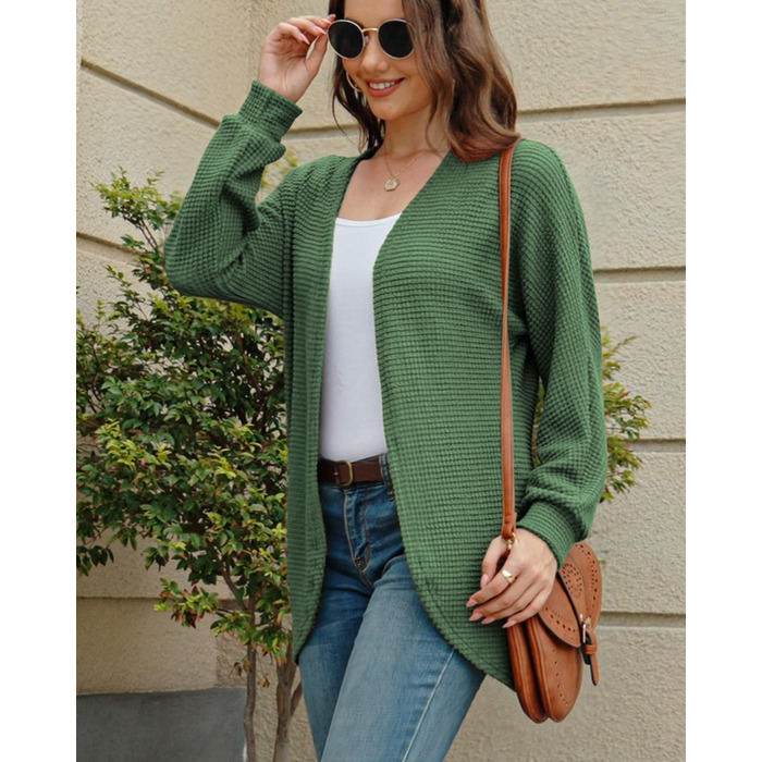 Жіноча в'язана кардиган на осінь, V-подібний виріз, стильний, світло-зелений (L)