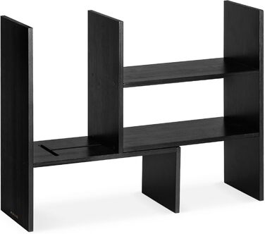 Navaris Acacia Desk Organizer 64x15.5x40 - Desk Shelf Organization System Adjustable - Corner Shelf for Kitchen Office Bathroom Shelf Attachment - Natural (Black)