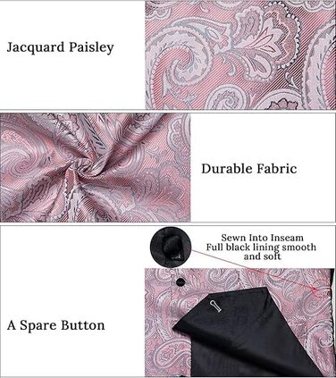 Костюмний жилет DiBanGu (5 шт.): жилет, краватка, нагрудна хустинка, запонки, кільце для краватки. Зелений/Чорний (M, Рожевий)