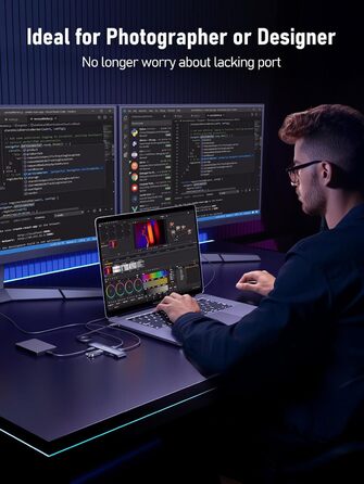 Lemorele Док-станція 12-в-1 з USB-C, 10Gbps, Dual 4K HDMI, VGA, USB 3.1/2.0, 100W PD, SD/TF, Audio для Windows, MacBook, Dell