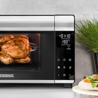 Міні-піч GASTROBACK Bake & Grill з конвекцією, 26 л, 5 функцій, Cool Touch, камінь для піци, дека, решітка та шампур