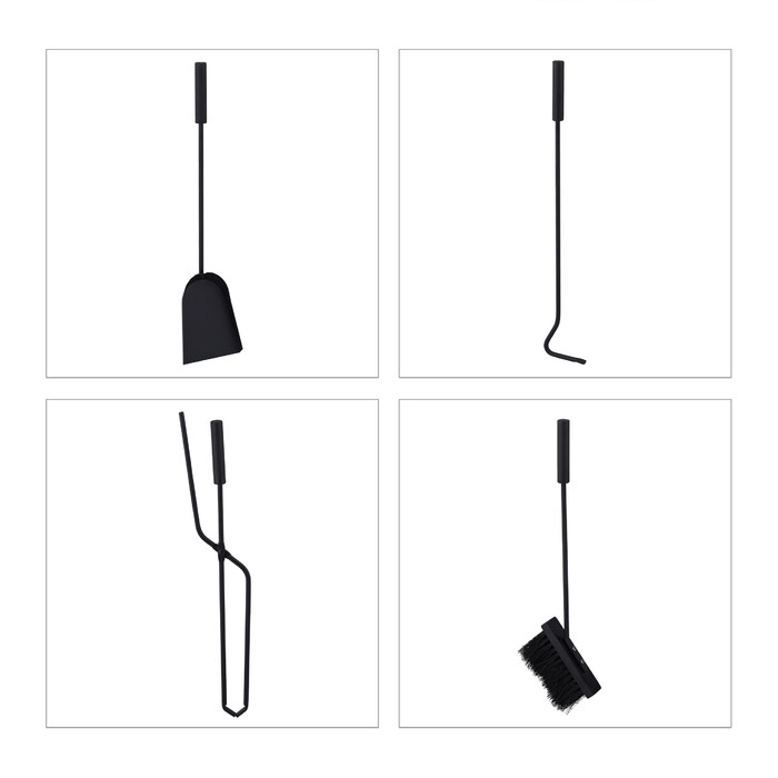 Relaxdays 5-Piece Fireplace Set in Grey/Black