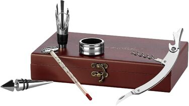 Набір для вина Rosenstein & Söhne: елегантний набір сомельє з 6 частин у дерев'яній шкатулці (інструмент сомельє, кельнерський ніж)