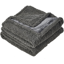 Водонепроникний коврик для собак, миючий, 120 x 100 см, двосторонній, для собак та котів середніх та великих порід, захист дивану та ліжка, м'який Sherpa Fleece та фланель, сірий L (120 x 100 см)