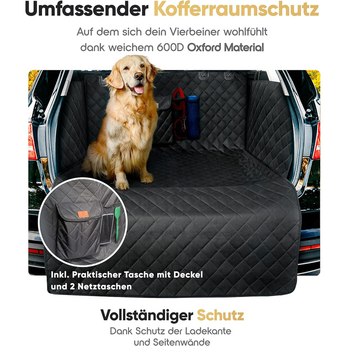 Захист для багажника авто для собак HELDENWERK: стежканий, з захистом бокових стінок та краю багажника, водовідштовхувальний та стійкий до подряпин. Універсальний килимок для багажника для собак