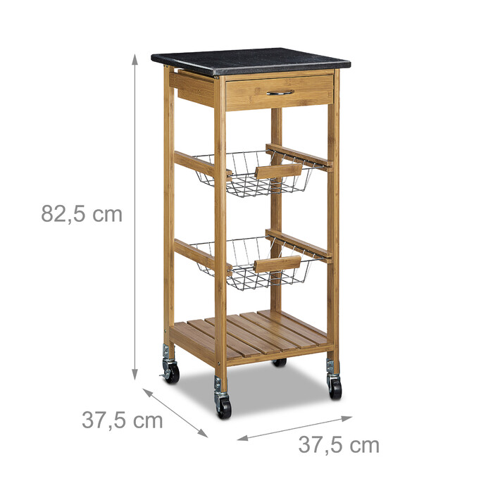 Relaxdays Kitchen Cart ALFRED S with 2 Baskets
