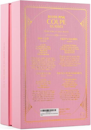 Набір келихів Art Deco з вишуканим рожевим кольором та золотим обідком (4 шт, 200 мл) | Для шампанського, коктейлів (Espresso Martini, Cosmopolitan, Daiquiri) | Скляні чаші для бару Speakeasy