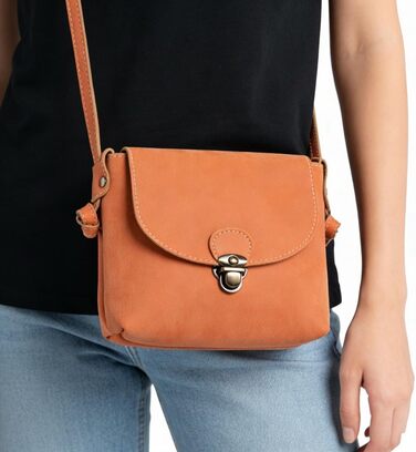 Сумка жіноча через плече Kleine Umhängetasche, екошкіра, помаранчева - компактна кросбоді для дівчат з замком