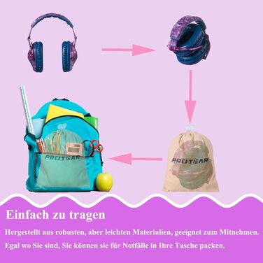 Дитячі навушники для захисту від шуму Kinder Nebula (блакитна смуга) - регульовані, SNR 28dB