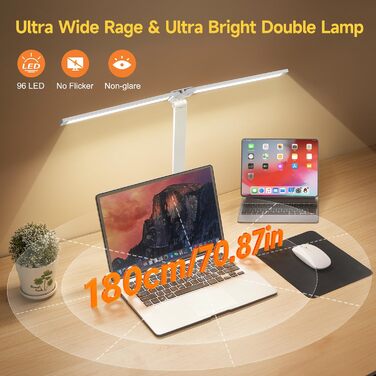 LED лампа для столу One Fire з адаптером, 1000 люмен, 96 LED, диммер, таймер, світлова пам'ять, для дітей, денне світло, для читання