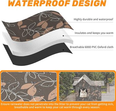 Кіт-будинок для вулиці, зимостійкий, знімні подушки, захист від холоду для котів, легко збирається, зелений (коричневий), 33 x 38 x 43 см