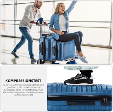 Набір валіз та ролер Beibye з подвійними колесами (Кофе, Блакитний)