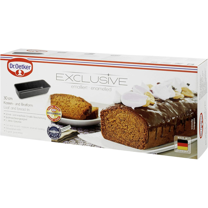 Dr. Oetker Kastenform 30 cm EXCLUSIVE, cake tin for juicy cakes and hearty breads, loaf tin with enamel sealing (color: Grey-Brown/Crème), quantity: 1 piece