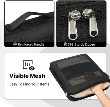 Набір кубиків-органайзерів для подорожей Prezon (6 шт., чорний)