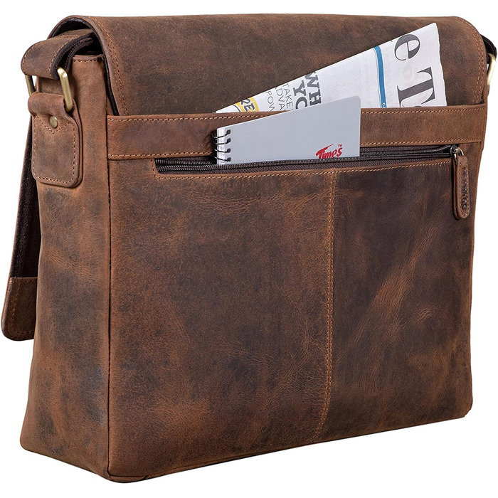 Сумка-месенджер LEABAGS Oxford з натуральної шкіри 15 дюймів для ноутбука (38x31x10 см) – чоловіча/жіноча, вінтажний темно-коричневий колір