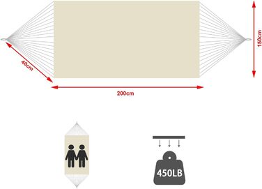 Бохо гамак для двох, 204 кг, з чохлом, для вулиці та дому, темно-сірий