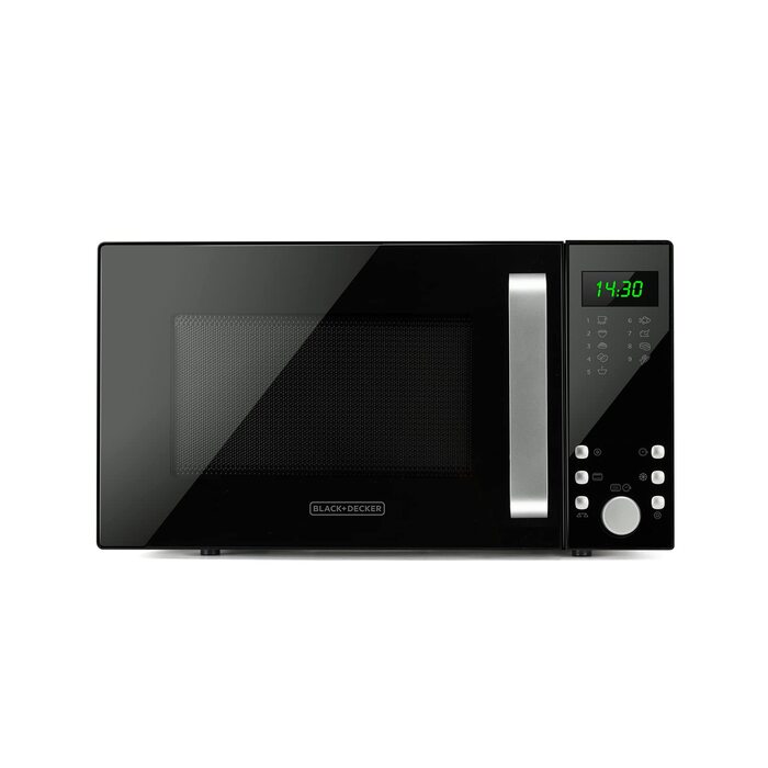 Мікрохвильова піч з грилем Black+Decker BXMZ900E, 23л, 1000Вт, цифрова, з функцією розморожування та 9 автопрограмами, чорна