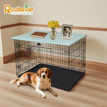 Настільний верстат для переносної клітки для собак Rockever 96,5 см, пластиковий, з антиковзким покриттям, легко миється (для клітки 91,4 см, блакитний)