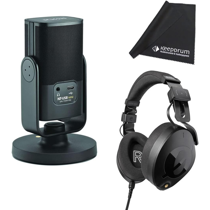 Мікрофон конденсаторний USB Rode NT-USB+ з гнучким кронштейном Keepdrum MS138 (чорний) + навушники NTH100 + тканина