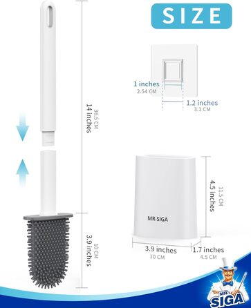 Набір щітки для унітазу та тримача MR.SlGA, настінний монтаж, компактний дизайн, білий, 2 шт.